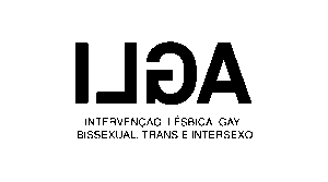 Logotipo da ILGA - Letras ILGA a preto sobre fundo branco, com o L e o G invertidos. Por baixo o texto a preto Intervenção Lésbica, Gay, Bissexual, Trans e Intersexo.